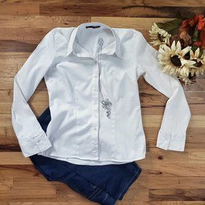 Maurices White Collar Button-up Shirt - Large